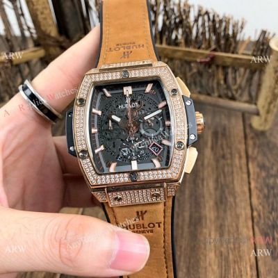 Hublot MP-06 Senna Replica Waches Rose Gold Diamond Case